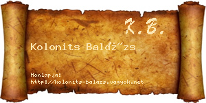 Kolonits Balázs névjegykártya