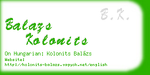 balazs kolonits business card